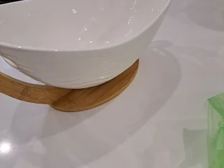 Фруктовница белая фарфор/дерево