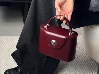 Сумка lunch box кожаная wine red