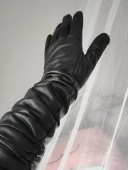 Кожаные перчатки до локтя