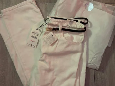 Zara Белые джинсы с ремнем размер 40-42