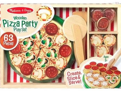 Деревянный набор игрушек для детей (Пицца, Кофе, Чайный сервиз)