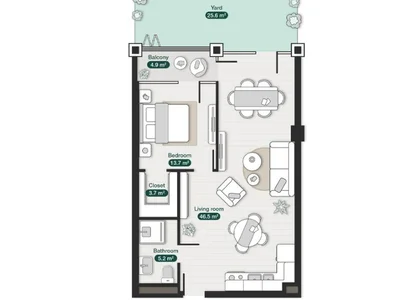 2 room Flat For Sale. Ortachala