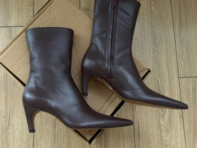 Topshop Tiggy бордовые кожаные сапоги