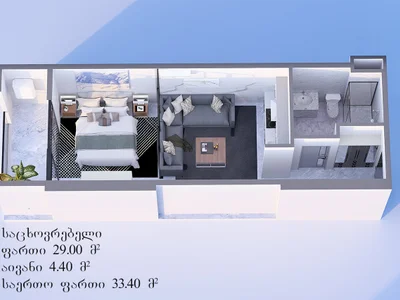 Студия на ГР. Лорткипанидзе ул. 3 Airport District