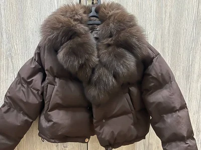 Куртка с мехом песца S-M