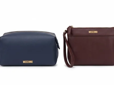 MOSCHINO косметичка из кожзама (бордовый)
