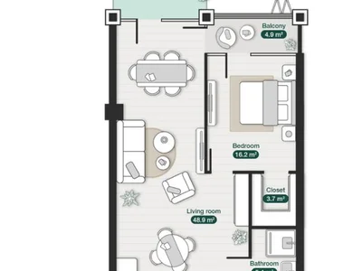 2 room Flat For Sale. Ortachala