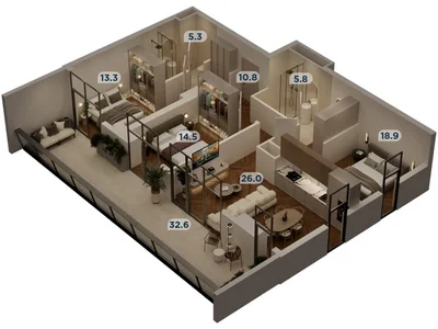 Ул. Цотне Дадиани, 30: 4-комнатная, 127,2 м²