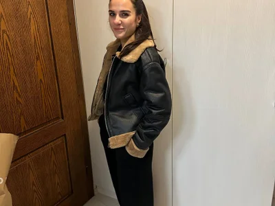 Дубленка черная Zara