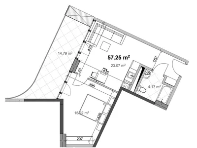 Улица Ричарда Холбрука: 2-комнатная, 57.25 м²
