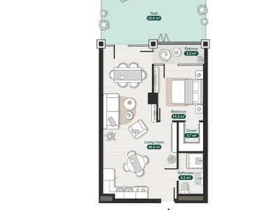 2 room Flat For Sale. Ortachala