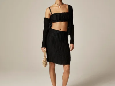 Черная льняная юбка J.Crew