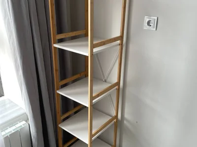 Стеллаж, Jysk Shelving unit BROBY 5s slim bamboo/white