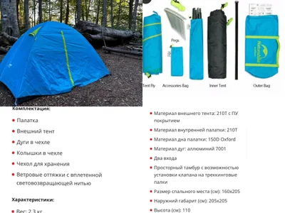 Палатка Naturehike P-series 3-местная
