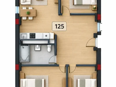 Дека Варкетили: 4-комнатная, 125,0 м²