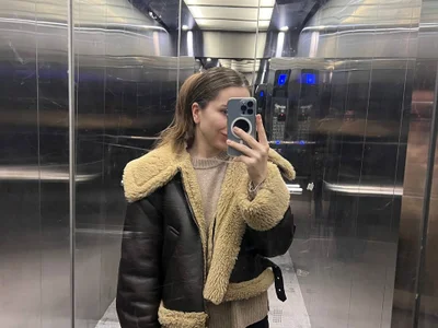 Дубленка Zara из еко кожи XS, подойдет на S