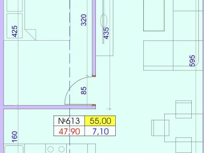 Резиденция Багратиони, Батуми: 1-комнатная квартира, 55,0 м²