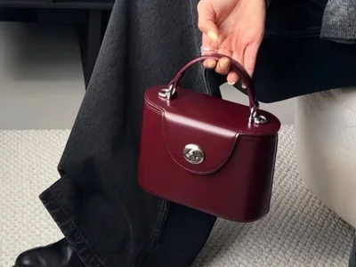 Сумка lunch box кожаная wine red