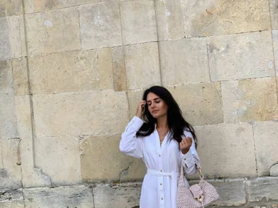 Платье Zara белое с поясом