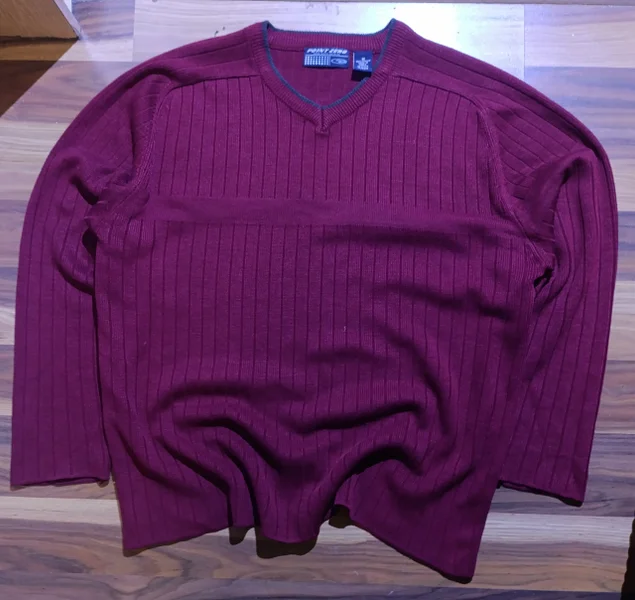 Point Zero 2000s Ribbed V-Neck Sweater