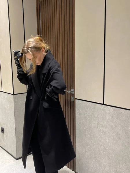Пальто теплое длинное оверсайз Zara S-M