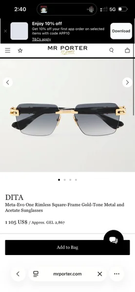 Солнцезащитные очки DITA Meta-Evo One Rimless Square-Frame