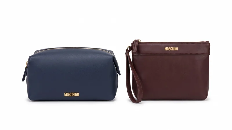 MOSCHINO косметичка из кожзама (бордовый)