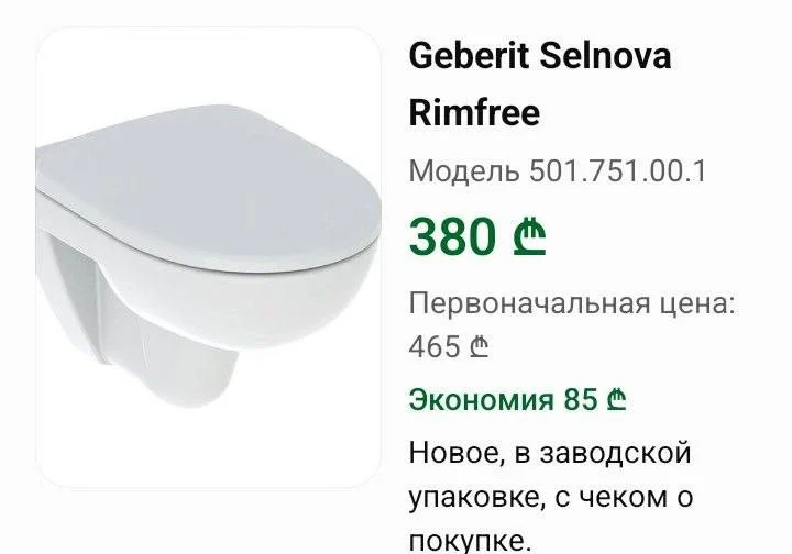 Подвесной унитаз Geberit Selnova Rimfree