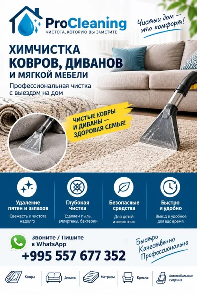 Химчистка ковров, диванов и мягкой мебели