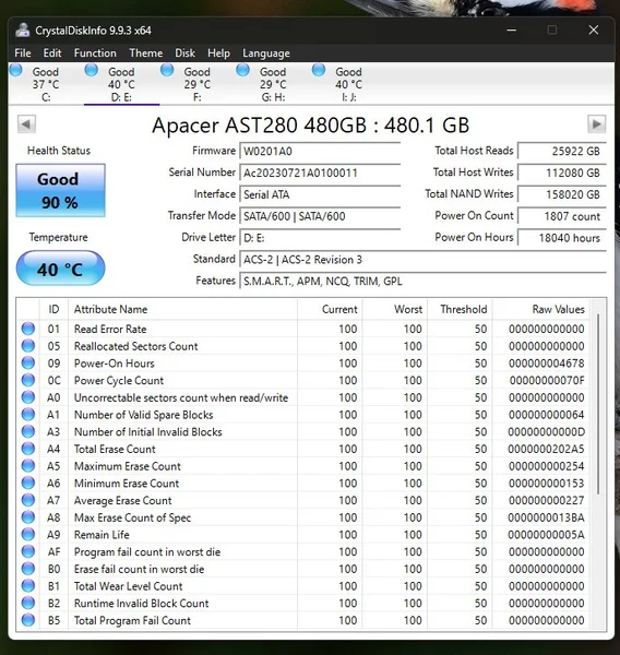 Apacer AST280 480GB (M.2 SATA III)