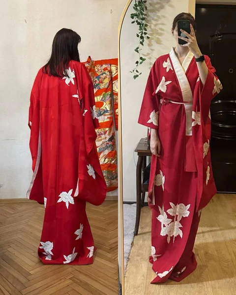 Винтажное кимоно из натурального шелка