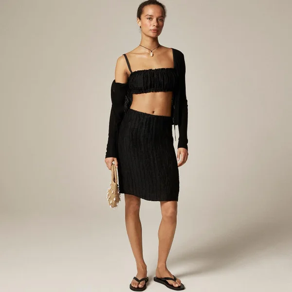 Черная льняная юбка J.Crew