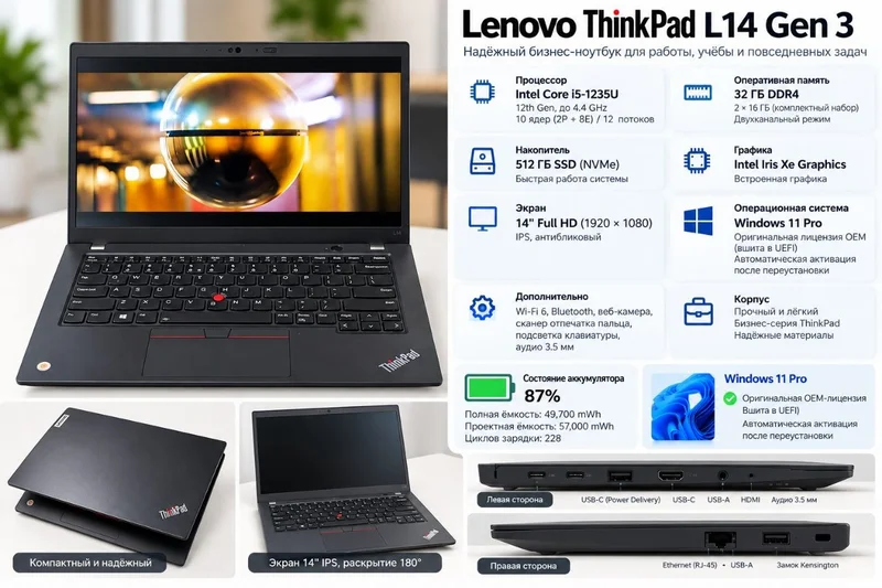 Lenovo ThinkPad L14 Gen 3 (i5-1235U, 32GB, 512GB SSD)