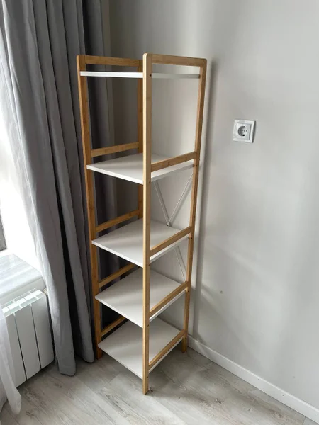 Стеллаж, Jysk Shelving unit BROBY 5s slim bamboo/white