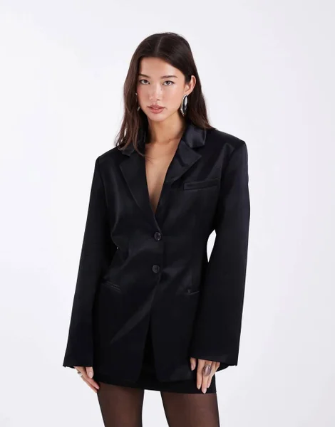ASOS черный сатиновый жакет