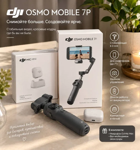 DJI Osmo Mobile 7P + DJI Mic Mini
