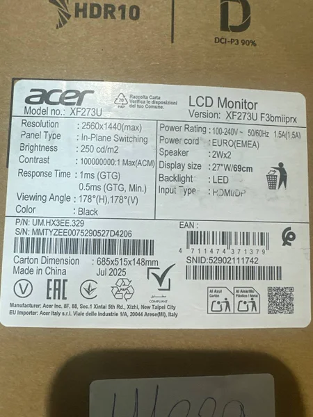 Монитор Acer XF273U