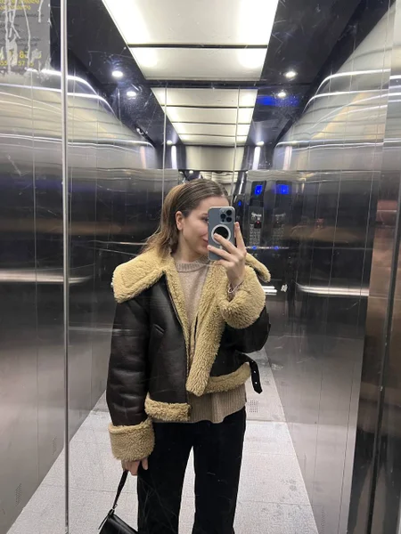 Дубленка Zara из еко кожи XS, подойдет на S