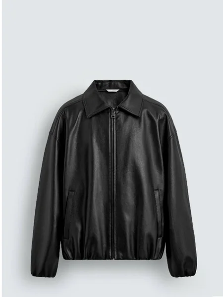 Мужской бомбер Zara из экокожи
