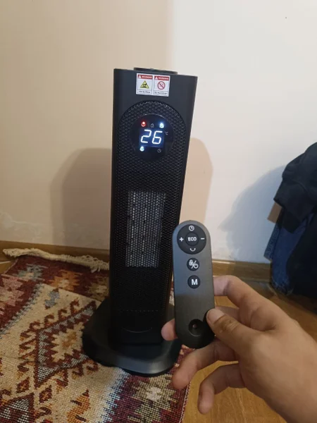Напольный керамический тепловентилятор колонного типа с пультом — remote control