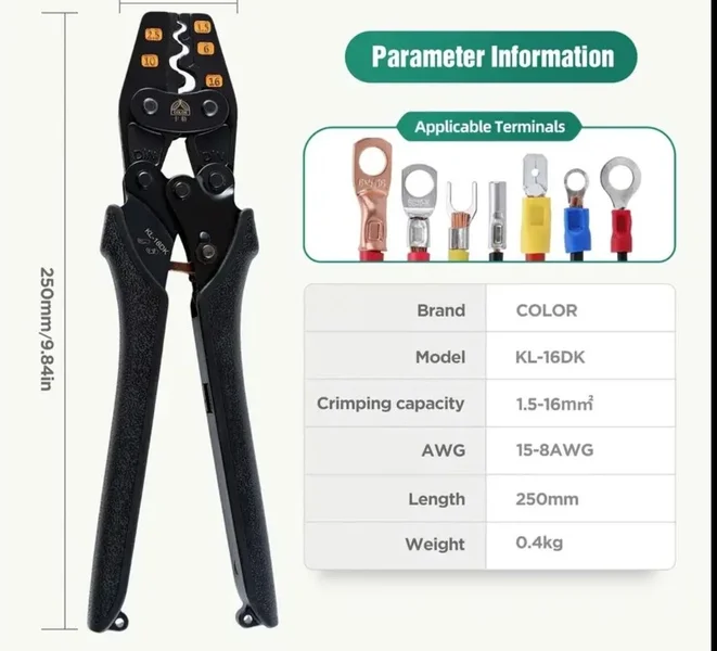 Обжимные клещи для ГМЛ/наконечников KL-16DK — screwdriver, tripod, carpenter's kit