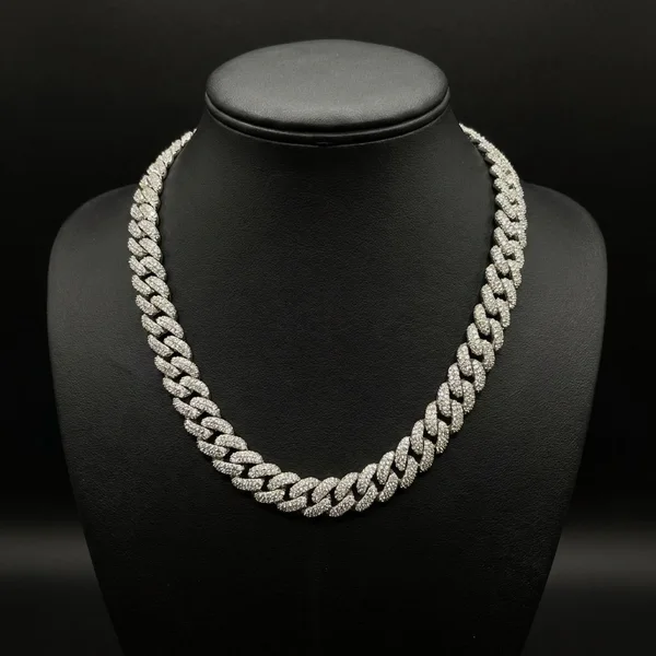 Серебряная цепь Cuban link 925 с цирконием — necklace, chain