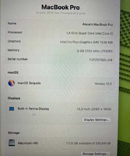 MacBook Pro 13 Touch Bar 2019