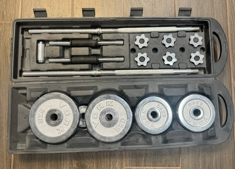 Спортивный комплект York 50 кг гантели и штанга — tape player, cassette