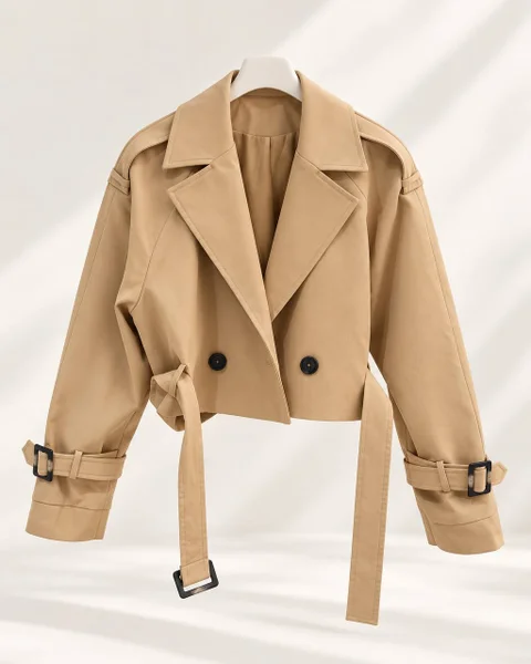 Укороченный бежевый тренч — trench coat