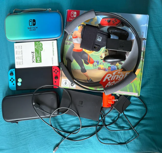 Nintendo OLED + Ring Fit — mouse, oscilloscope