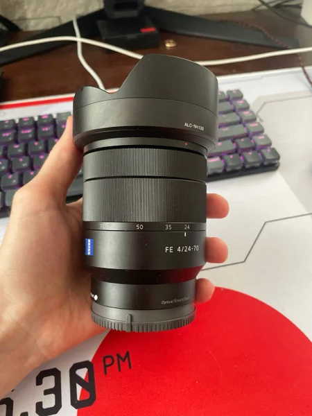 Объектив Sony FE 24-70mm F4 ZA OSS — lens cap, binoculars, reflex camera