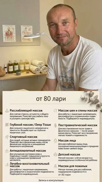 Услуги массажа (расслабляющий, глубокий, спортивный и др.) — web site