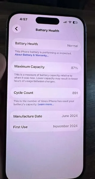 iPhone 15 Pro 128GB — menu, web site