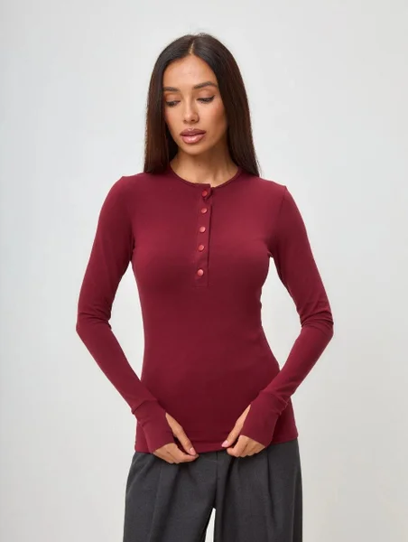 Бордовый облегающий лонгслив — maillot, maillot